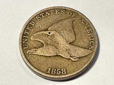 1858LL GOOD/VG CONDITION FLYING EAGLE CENT AS PICTURED. FREE DOMESTIC SHIPPING.