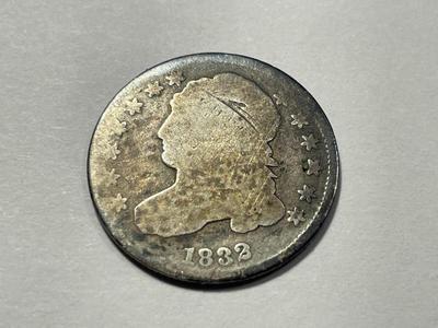 1832 GOOD CONDITION CAPPED BUST TEN CENT PIECE TYPE COIN AS PICTURED. FREE SHIPPING.