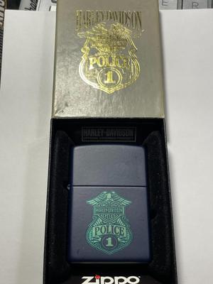 Vintage New in Box ZIPPO "HARLEY-DAVIDSON" Police Cycles Cigarette Lighter as Pictured. FREE DOMESTIC SHIPPING.