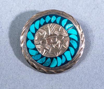 MEXICAN STERLING / TURQUOISE BROOCH