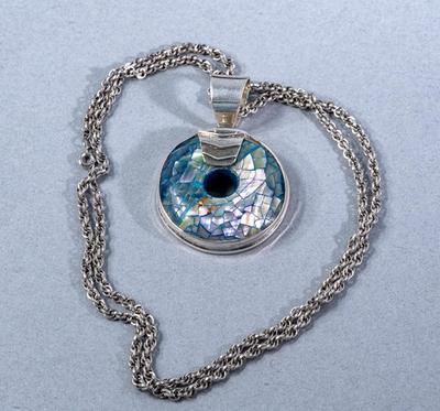 ABALONE BROOCH WITH STERLING CHAIN