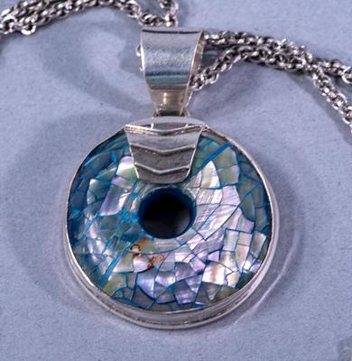 ABALONE BROOCH WITH STERLING CHAIN