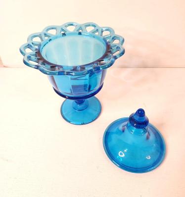 Lot #186 Mid Century Modern Glass - IMPERIAL Sky Blue Candy Dish