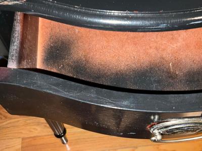 Black table 30”H, 31”W, 16”D