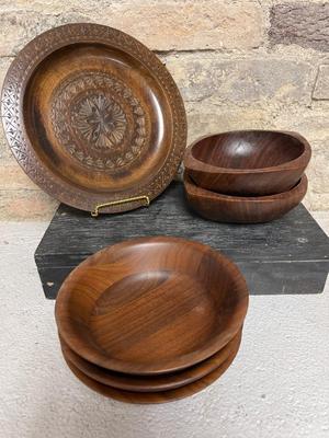 Sale Photo Thumbnail #137: Very Old Wooden Doll - MCM bowls, plate and tray. The forged utensils...think bonfire. The metal plates are old..and not the standard Army issue I usually see. NEAT