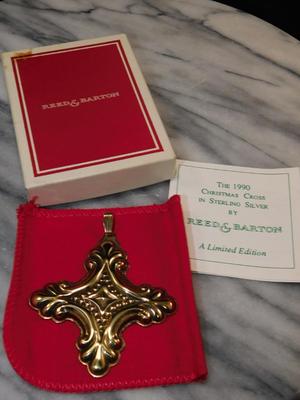 Vintage 1990 Gold-Tone Reed & Barton Sterling Christmas Cross 11.8g