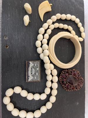 Imported ivory jewelry, brooches