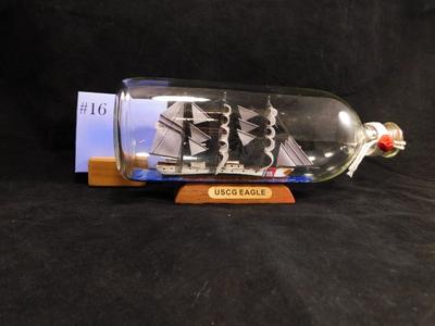 USCG "Eagle" Ship In A Bottle 10"