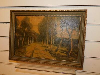 Vintage Moody Avenue Lithograph in Vintage Frame AS IS