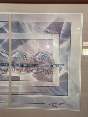 LARGE FRAMED AND SIGNED ABSTRACT PICTURE