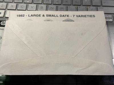 (6) SEALED Mint Envelopes 1982 Lincoln Cent Variety Sets, 7 Coins, BU, Zinc/Copper Large & Small Dates, P&D as Pictured. FREE...