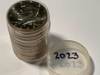 ORIGINAL 2023-P CHOICE BU ROLL OF KENNEDY HALF DOLLARS. FREE DOMESTIC SHIPPING.