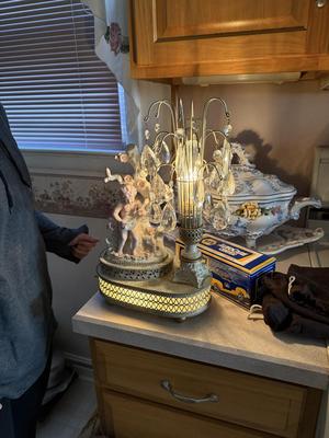 Pair of Antique Victorian Crystal Fountain Lamps