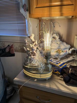 Pair of Antique Victorian Crystal Fountain Lamps