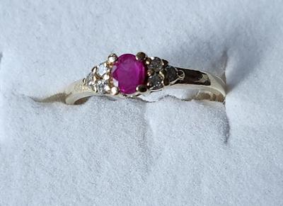 Ruby and Diamonds Pinkie Ring