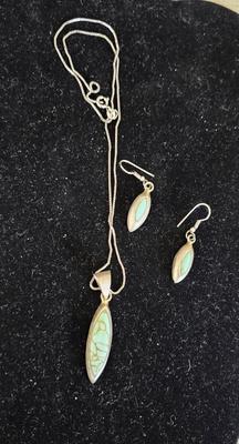 Feather Pendant and Earrings