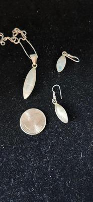 Feather Pendant and Earrings