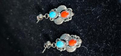 Coral and turquoise earrings