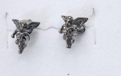 Cast silver angels earrings