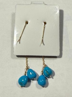 New Never Worn Nabco 14k Turquoise Dangling Earrings as Pictured. FREE DOMESTIC SHIPPING.