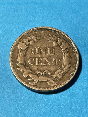 1858 SMALL LETTERS FINE+ CONDITION FLYING EAGLE CENT (OLDTIME SCRATCH TO THE RIGHT OF DATE) AS PIC'D.