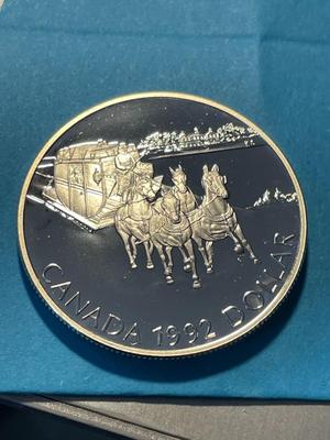 1992 Canada Proof Commemorative Stagecoach Silver Dollar $1 as Pictured. FREE DOMESTIC SHIPPING.
