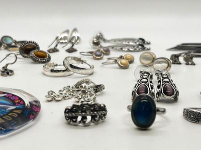 LOT 121J: Collections of Earrings, Rings and More