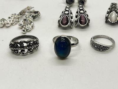 LOT 121J: Collections of Earrings, Rings and More