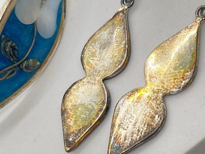 LOT 122J: Silver Bracelet + Earrings Marked Alpaca Mexico