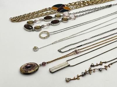 LOT 129J: Jewelry Collection - Necklaces, Pin, Pendant and Earrings