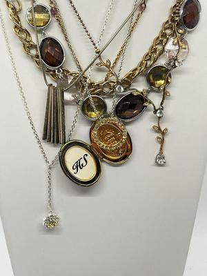 LOT 129J: Jewelry Collection - Necklaces, Pin, Pendant and Earrings