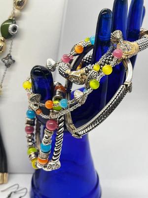 LOT 130J: Necklaces, Bracelets, Earrings - Costume Jewelry