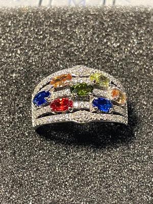 New Never Worn Designer Sterling Silver 925 Band Cocktail CZ Ring Size-8 as Pictured. FREE DOMESTIC SHIPPING.