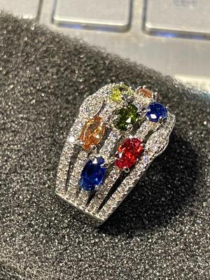 New Never Worn Designer Sterling Silver 925 Band Cocktail CZ Ring Size-8 as Pictured. FREE DOMESTIC SHIPPING.