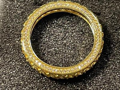 New Never Worn YGI Designer Gold-toned/Sterling Silver .925 Wedding Band CZ Ring Size-9 as Pictured. FREE DOMESTIC SHIPPING.