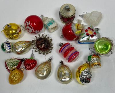 Vintage Mercury Glass Ornaments - houses, lanterns, drums, etc