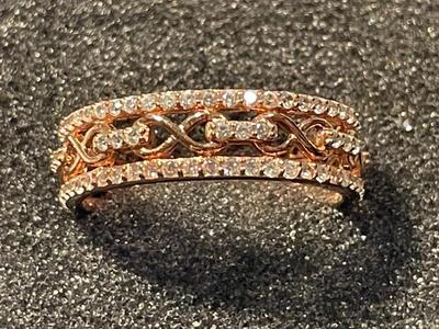 New Never Worn Designer Dainty Gold-toned/Sterling Silver .925 Filigree Wedding Band CZ's all-around Ring Size-9 as Pictured.