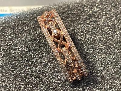 New Never Worn Designer Dainty Gold-toned/Sterling Silver .925 Filigree Wedding Band CZ's all-around Ring Size-9 as Pictured.