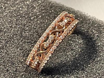 New Never Worn Designer Dainty Gold-toned/Sterling Silver .925 Filigree Wedding Band CZ's all-around Ring Size-9 as Pictured.
