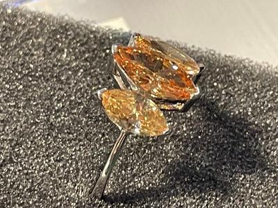 New Never Worn Designer Sterling Silver .925 3-Marquise Colored Stones CZ Ring Size-9 as Pictured. FREE DOMESTIC SHIPPING.