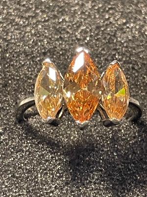 New Never Worn Designer Sterling Silver .925 3-Marquise Colored Stones CZ Ring Size-9 as Pictured. FREE DOMESTIC SHIPPING.