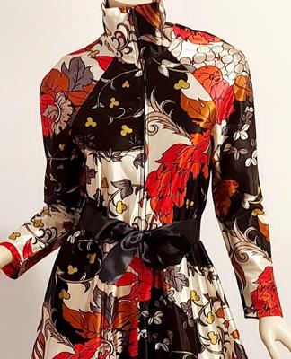 Vtg 60s Leisure Lady Novelty Hostess Maxi Dress