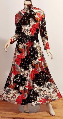 Vtg 60s Leisure Lady Novelty Hostess Maxi Dress