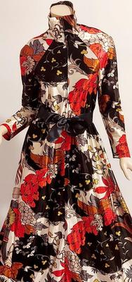 Vtg 60s Leisure Lady Novelty Hostess Maxi Dress