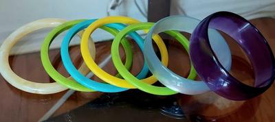 Vtg 1940's Suede heel slingback Shoe and 7 Lucite colorful Bangles