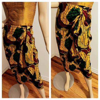 Vtg 60-70s Hawaiian Bark cloth skirt Shantung Bustier Ensemble