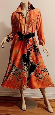 Vtg 60-70s Tyrone Maxi Hostess Dress w/Satin Sash