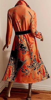 Vtg 60-70s Tyrone Maxi Hostess Dress w/Satin Sash