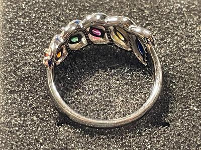 New Never Worn Designer "DK" Sterling Silver .925 Colored Stones CZ Ring Size-8 as Pictured. FREE DOMESTIC SHIPPING.