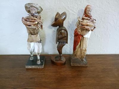 PAPER MACHE AND WOODEN STATUES